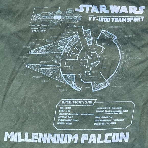 Star Wars Millennium Falcon Grey Schematics T-Shirt C1 T-Shirt - Picture 5 of 5